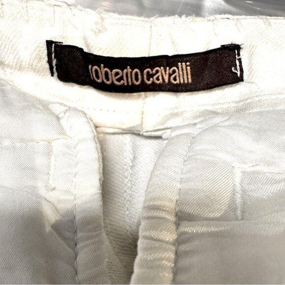 Roberto Cavalli White Linen Cropped Pants size 44IT (US 8) - Picture 4 of 6